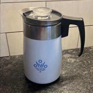 Vintage 6 cup Corningware Cornflower Blue Stovetop percolator